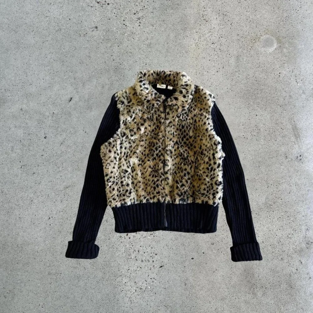 Leopard print zip up cardigan